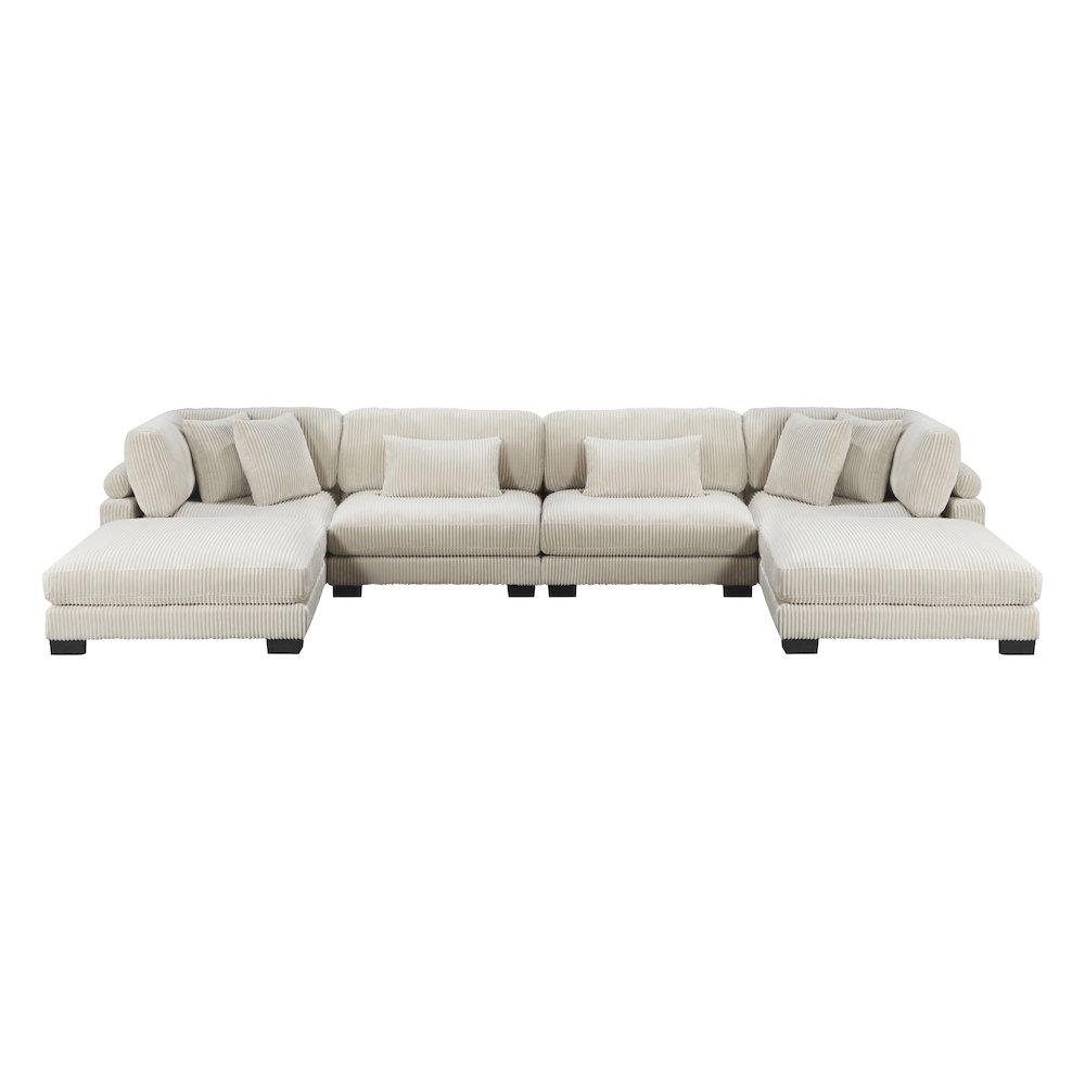 Traverse Corduroy 6-Piece Modular Sectional with Ottomans in Beige. Picture 5