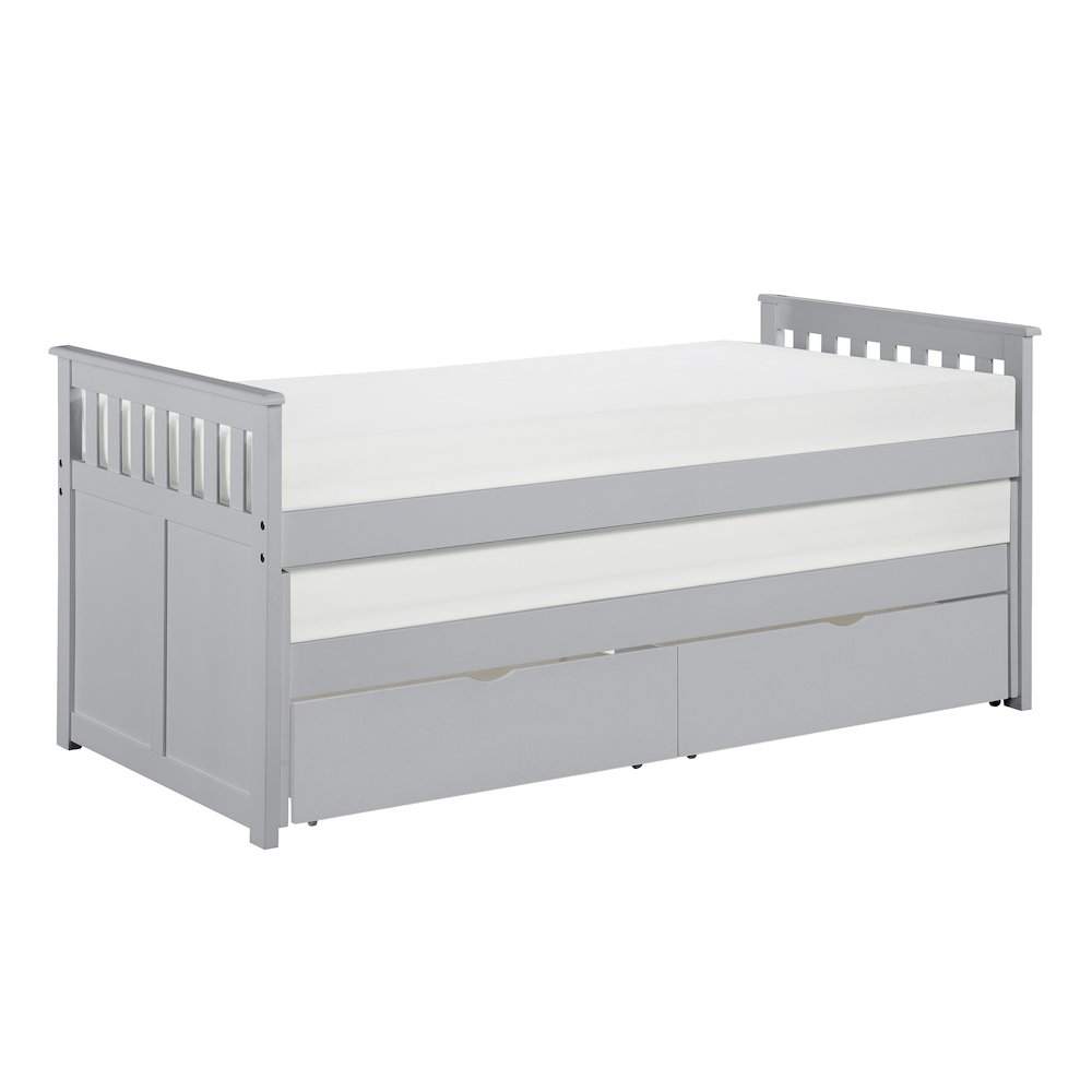 Orion Pine Twin/Twin Bed with Storage Boxes in Gray. Picture 1