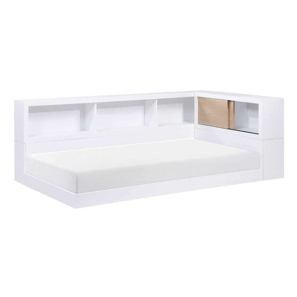 Asker A. Hardwood Twin Bookcase Corner Bed in 2-Tone (White and Natural). Picture 3