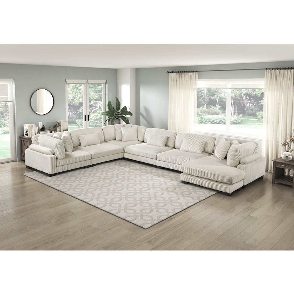 Traverse Corduroy 6-Piece Modular Sectional with chaise in Beige. Picture 3
