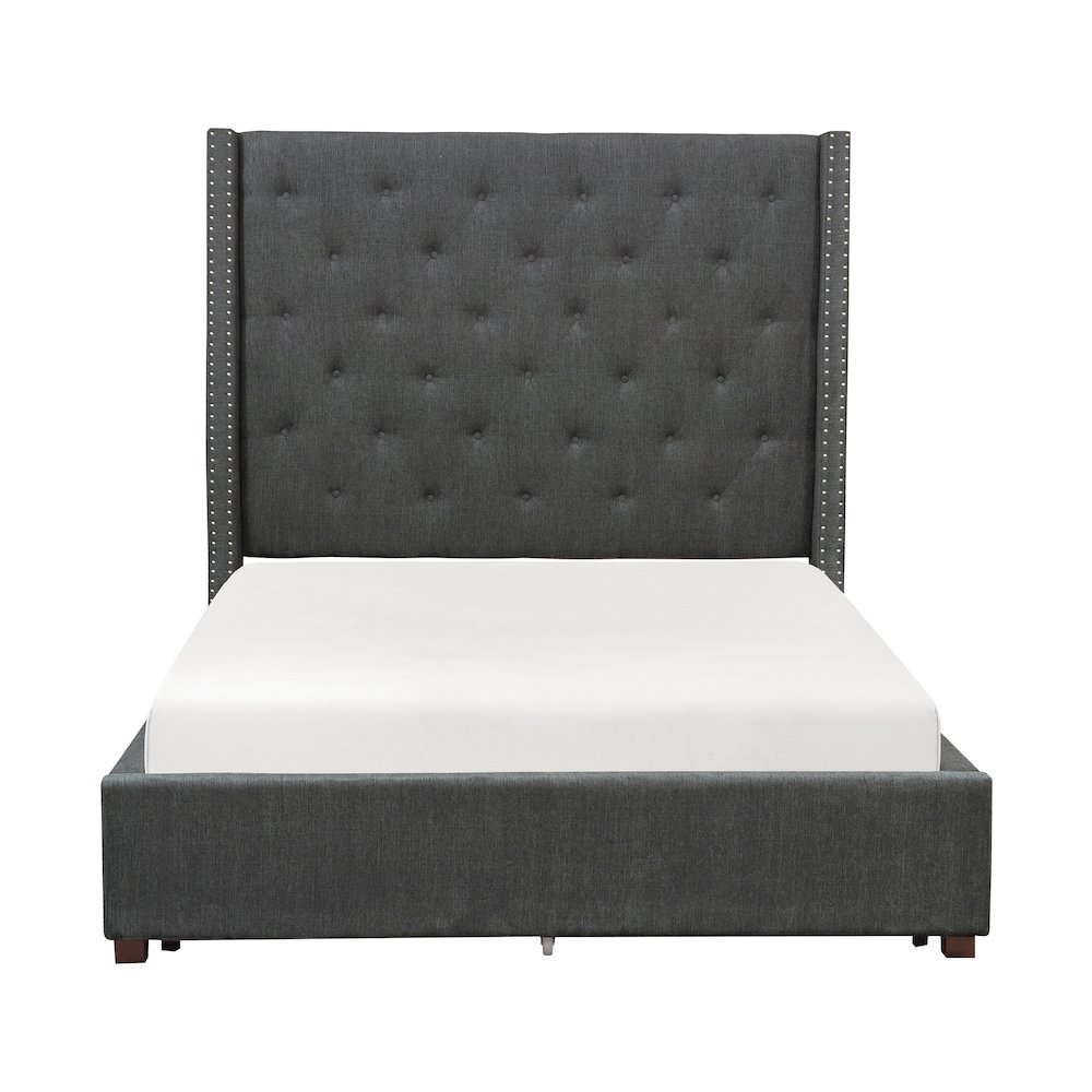 Fairborn Solid Wood Queen Platform Bed in Gray. Picture 3