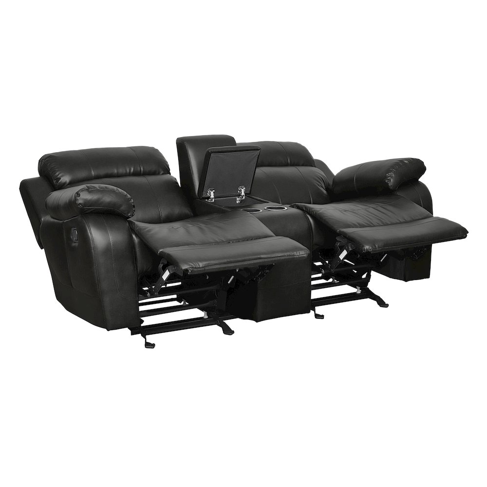 Marille Textured Double Glider Reclining Love Seat with Center Console in Black. Picture 9