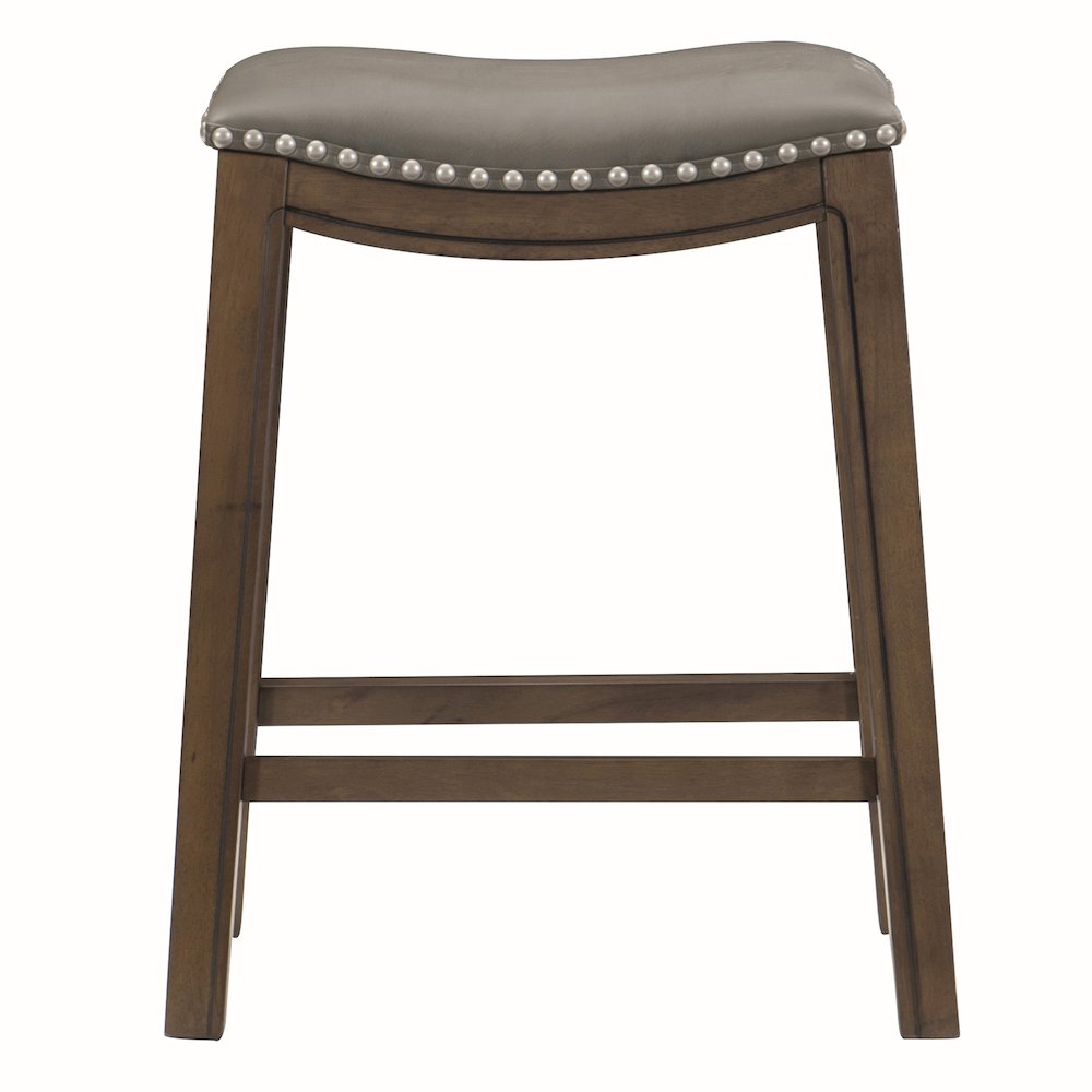 Ordway Solid Wood 24" Height Saddle Stool in Gray. Picture 3