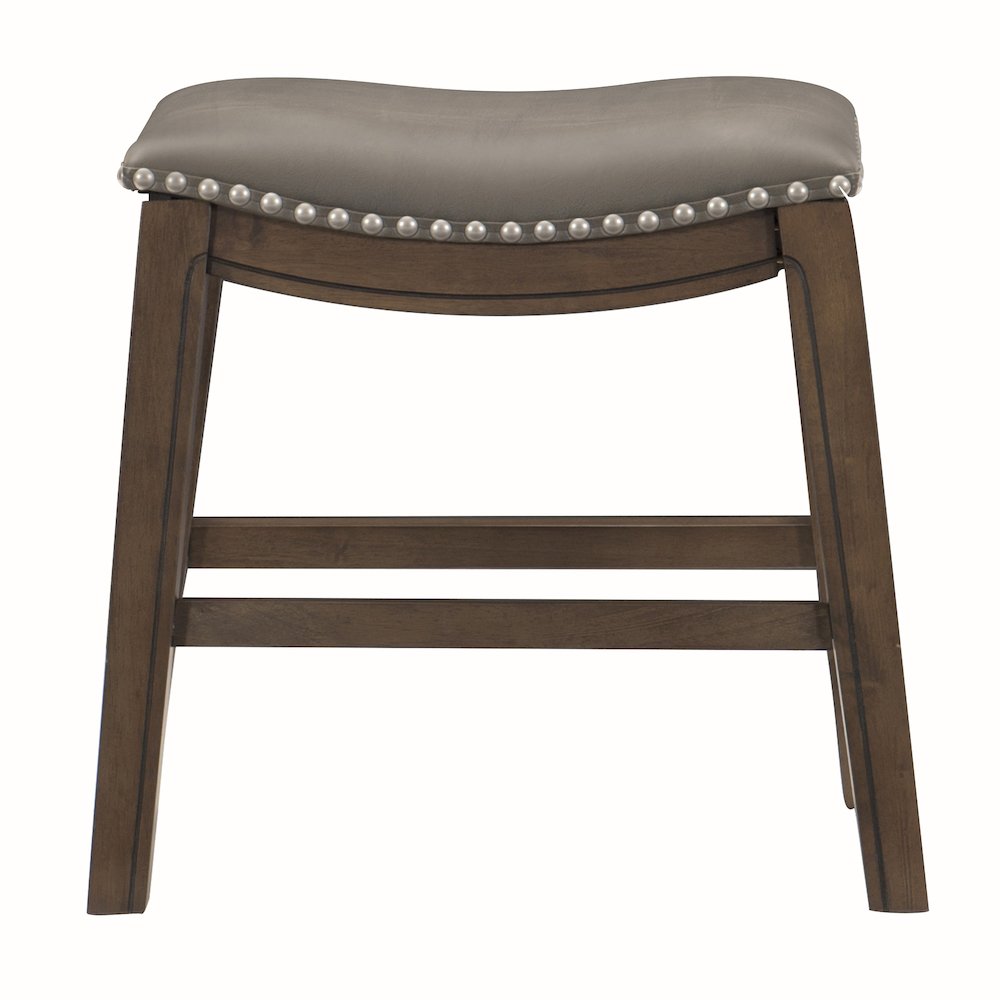 Ordway Solid Wood 18" Height Saddle Stool in Gray. Picture 3