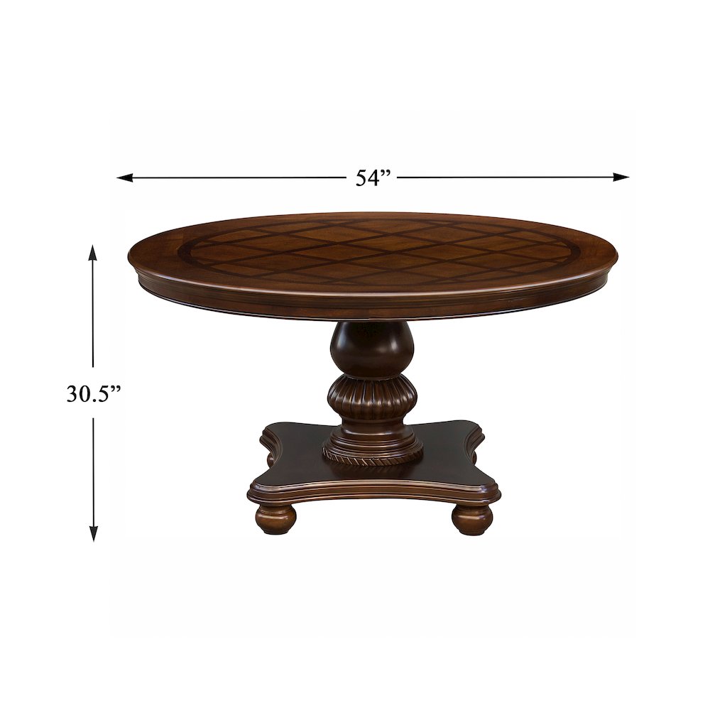 Lordsburg Walnut Veneer Round Dining Table in Brown Cherry. Picture 4