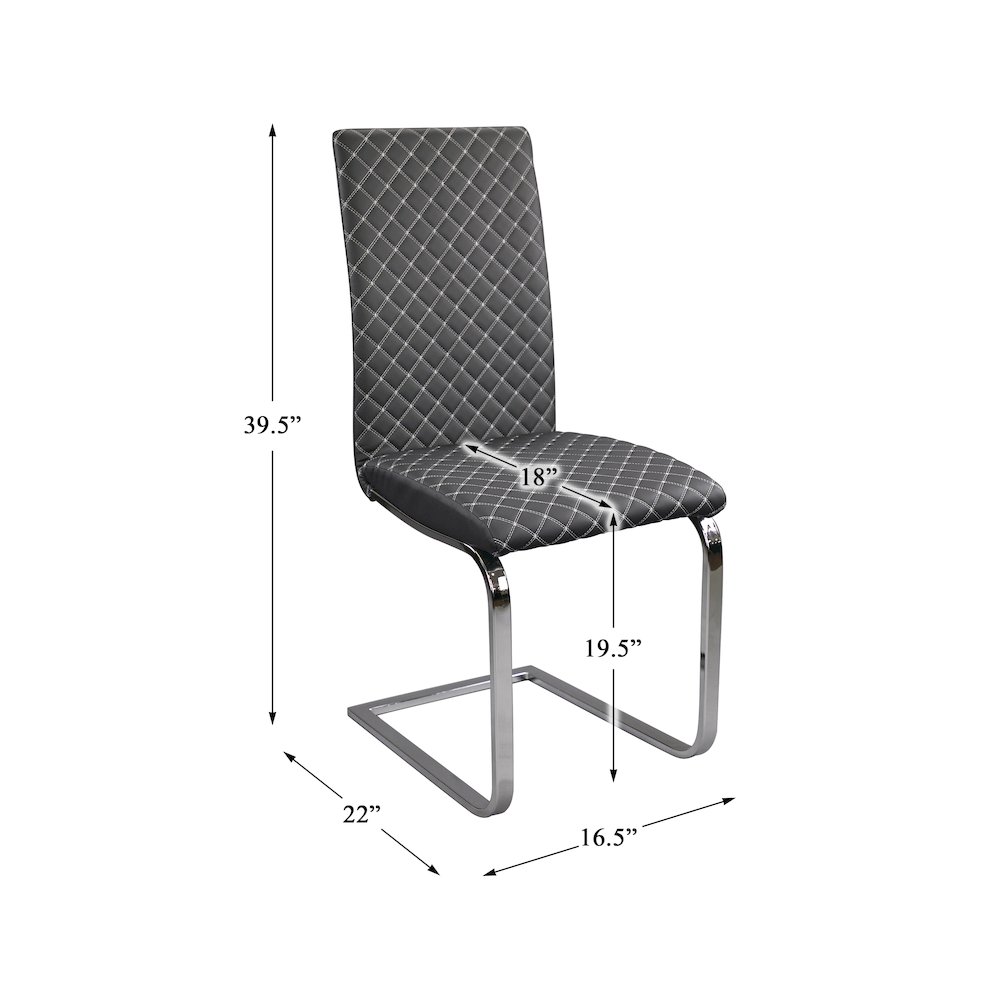 Yannis Faux leather Dining Room Side Chair, set of 2 in Gray. Picture 4
