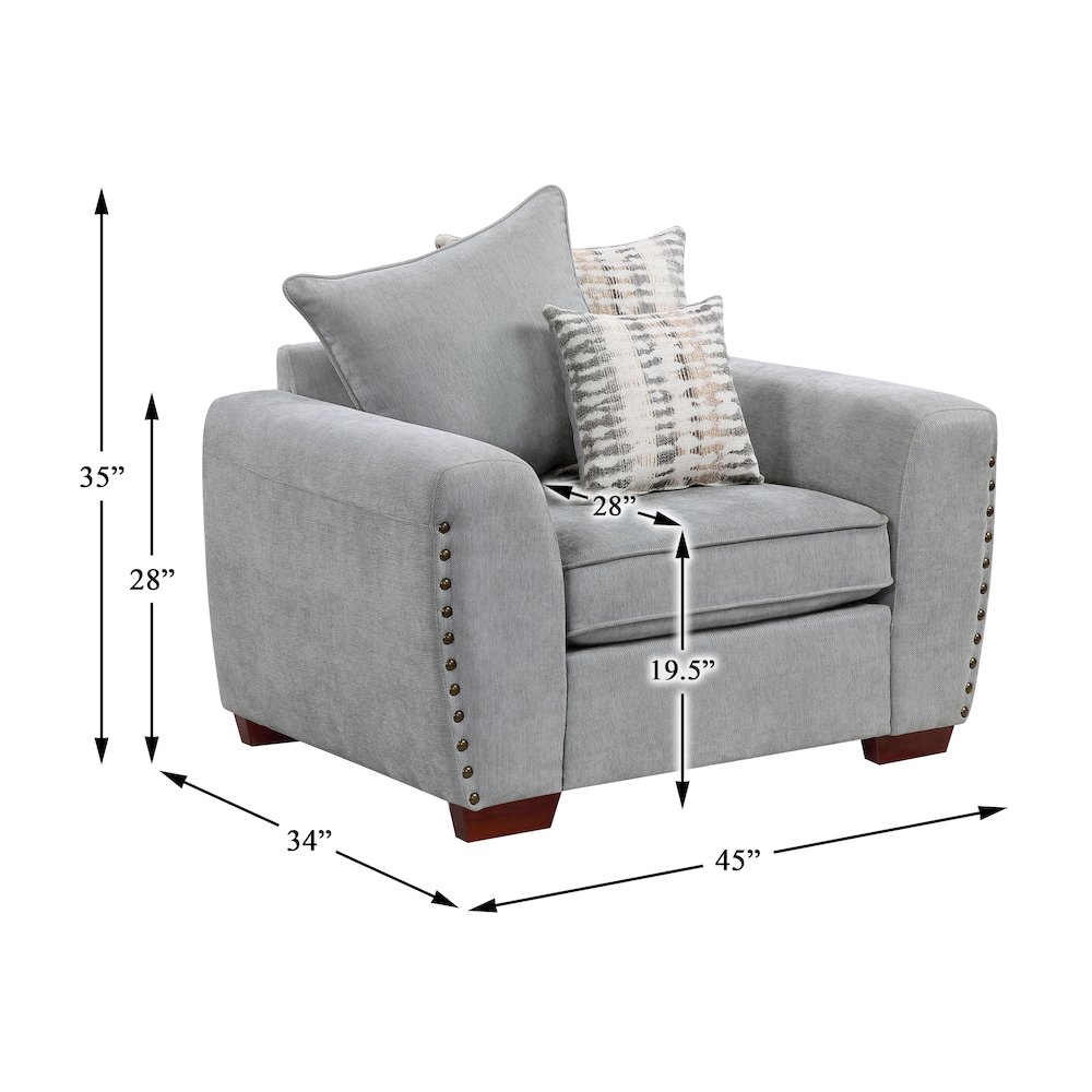 Hume Chenille Chair in Gray. Picture 6