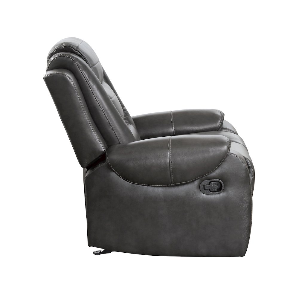 Briscoe F. Leather Gldr Rclng Chair in 2-Tone (Light Gray and Dark Gray). Picture 6