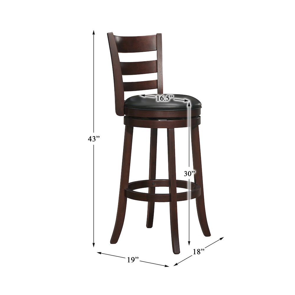 Edmond Solid Wood Swivel Pub Height Chair in Black. Picture 4