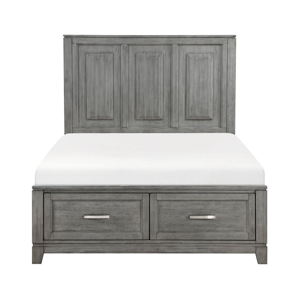 Garretson Acacia Full Platform Bed with Footboard Storage in Gray. Picture 5