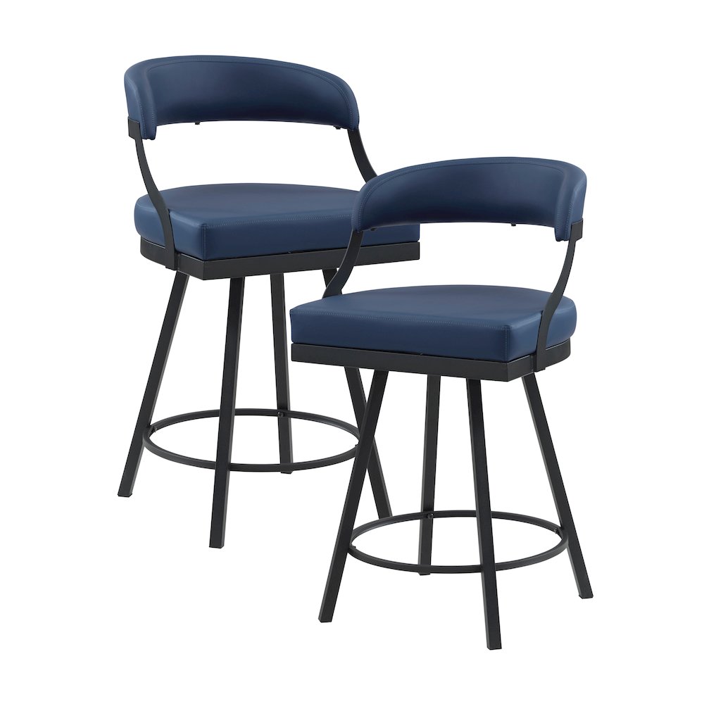 Crowley Faux leather Swivel Counter Height Chair in Blue. Picture 1