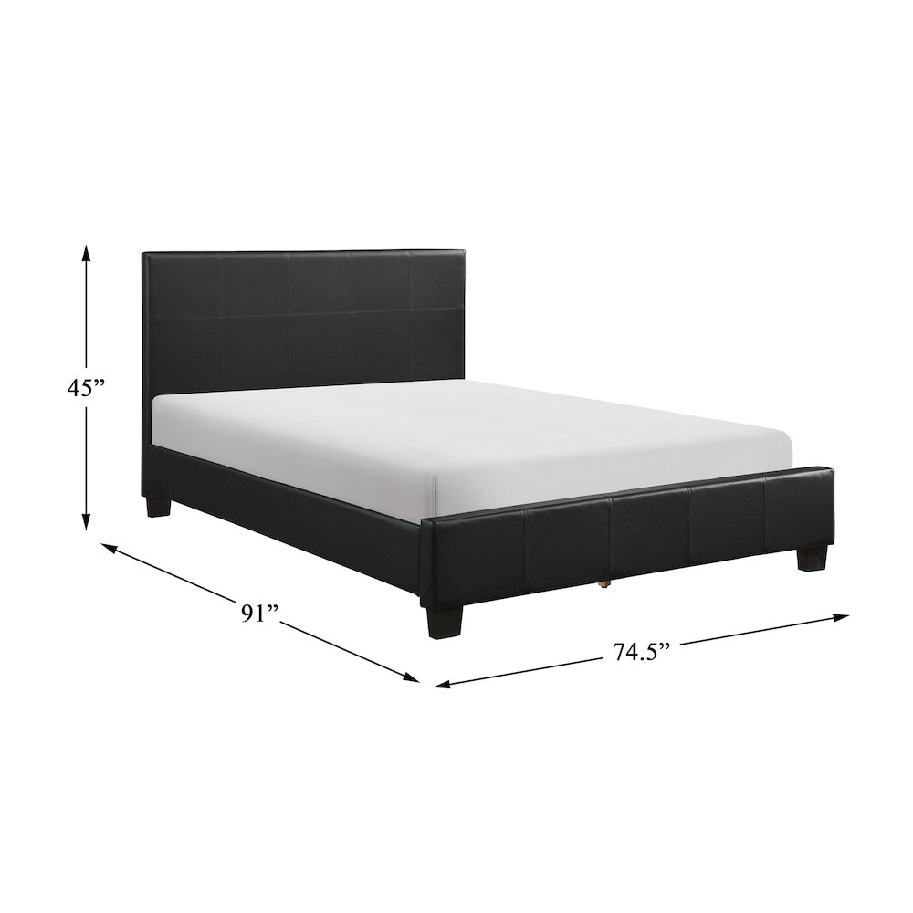 Lorenzi Faux Leather California King Bed in Black. Picture 6
