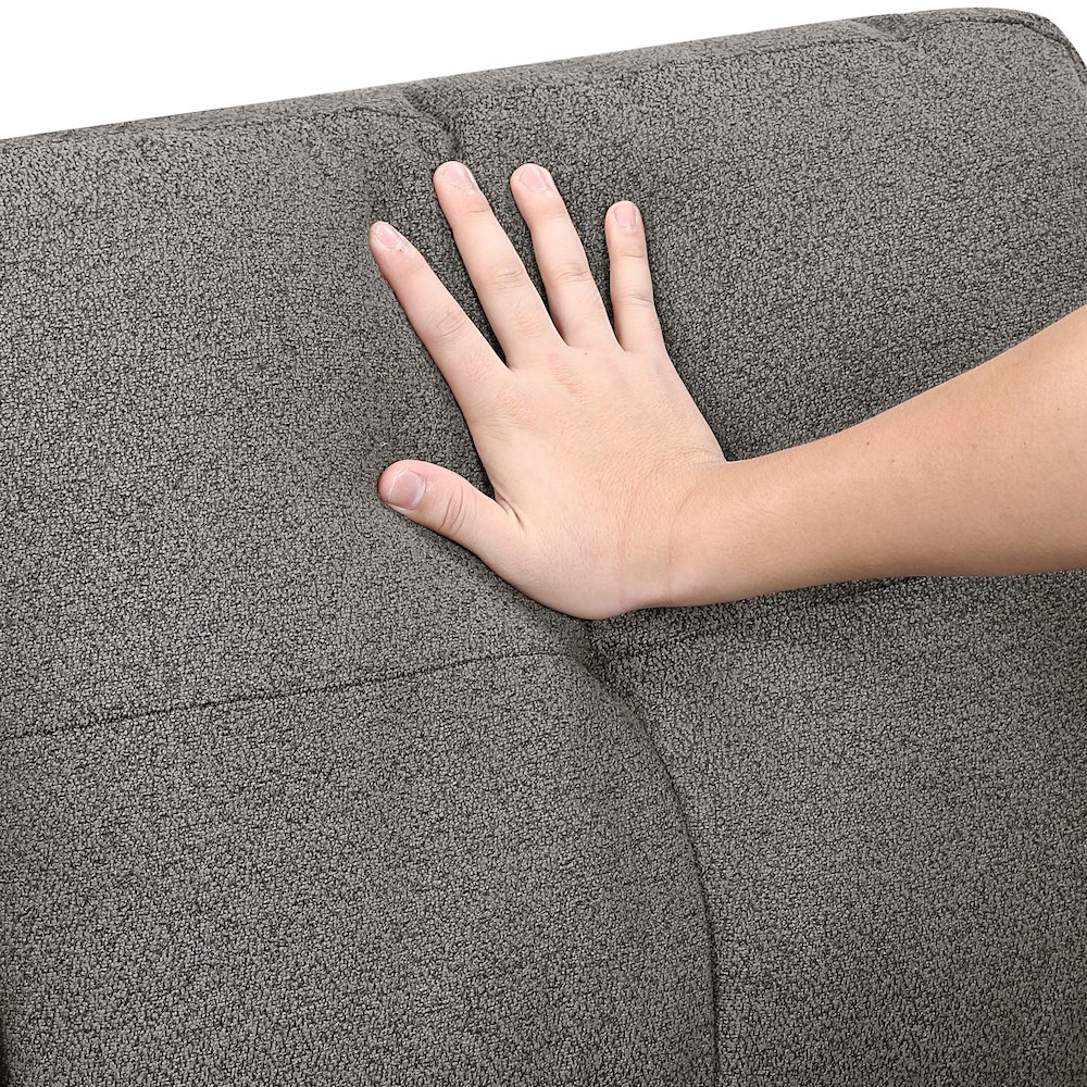 Robinson Boucle Love Seat with Pull-out Bed, Shelves in Dark Brown. Picture 12