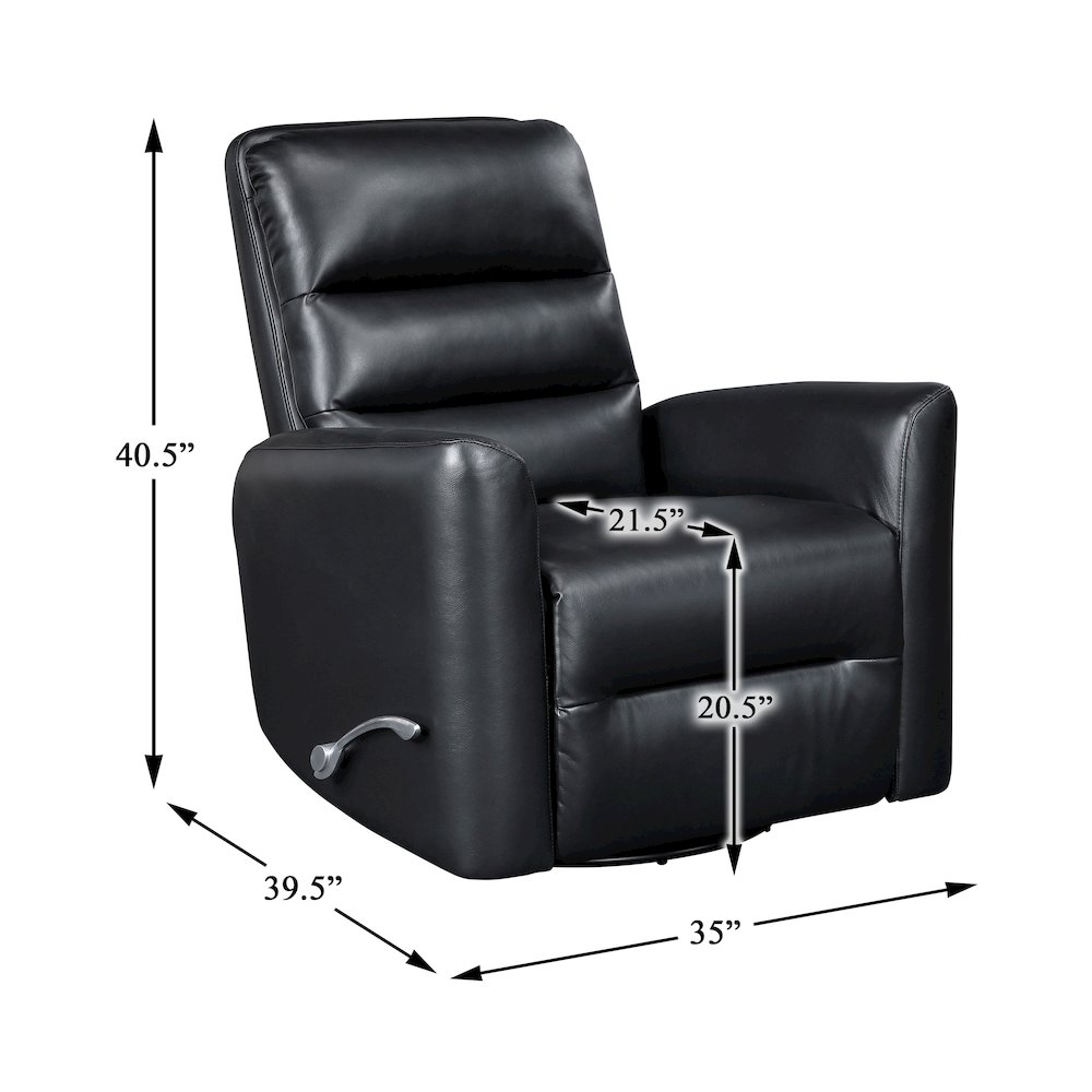 Dimitri Faux Leather Swivel Glider Reclining Chair in Black. Picture 6