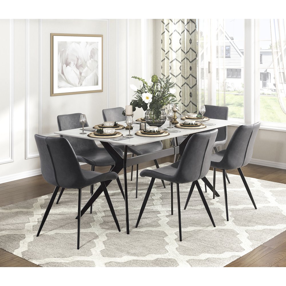 Brixley Faux Leather Dining Side Chair, Set of 2 in Gray. Picture 3