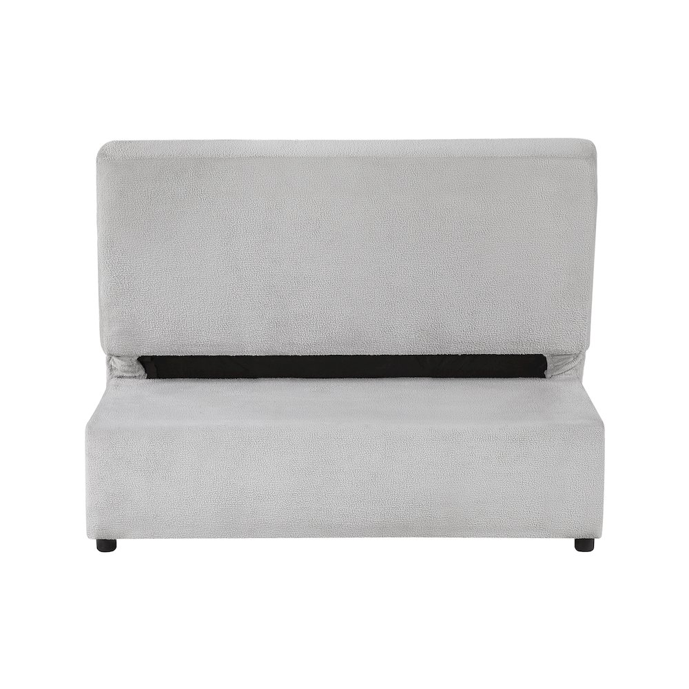 Desmond Textured Convertible Armless 2-Seater with Pull-out Bed in Gray. Picture 6