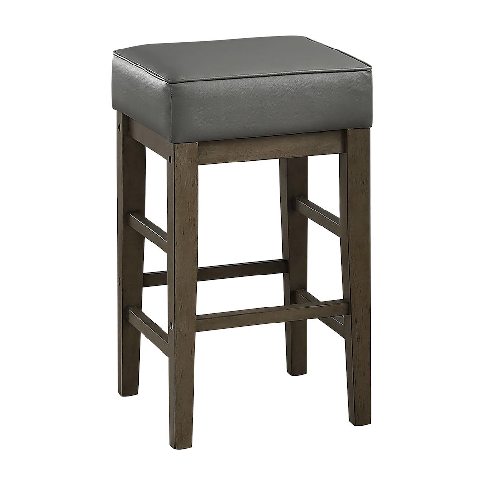 Pittsville Solid Wood 24" Height Square Stool, Set of 2 in Gray. Picture 1