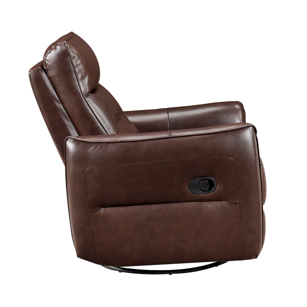 Thomas Leather Swivel Glider Reclining Chair in Brown. Picture 7