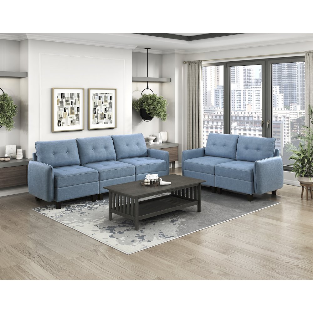 Garren Textured Love Seat in Blue. Picture 2