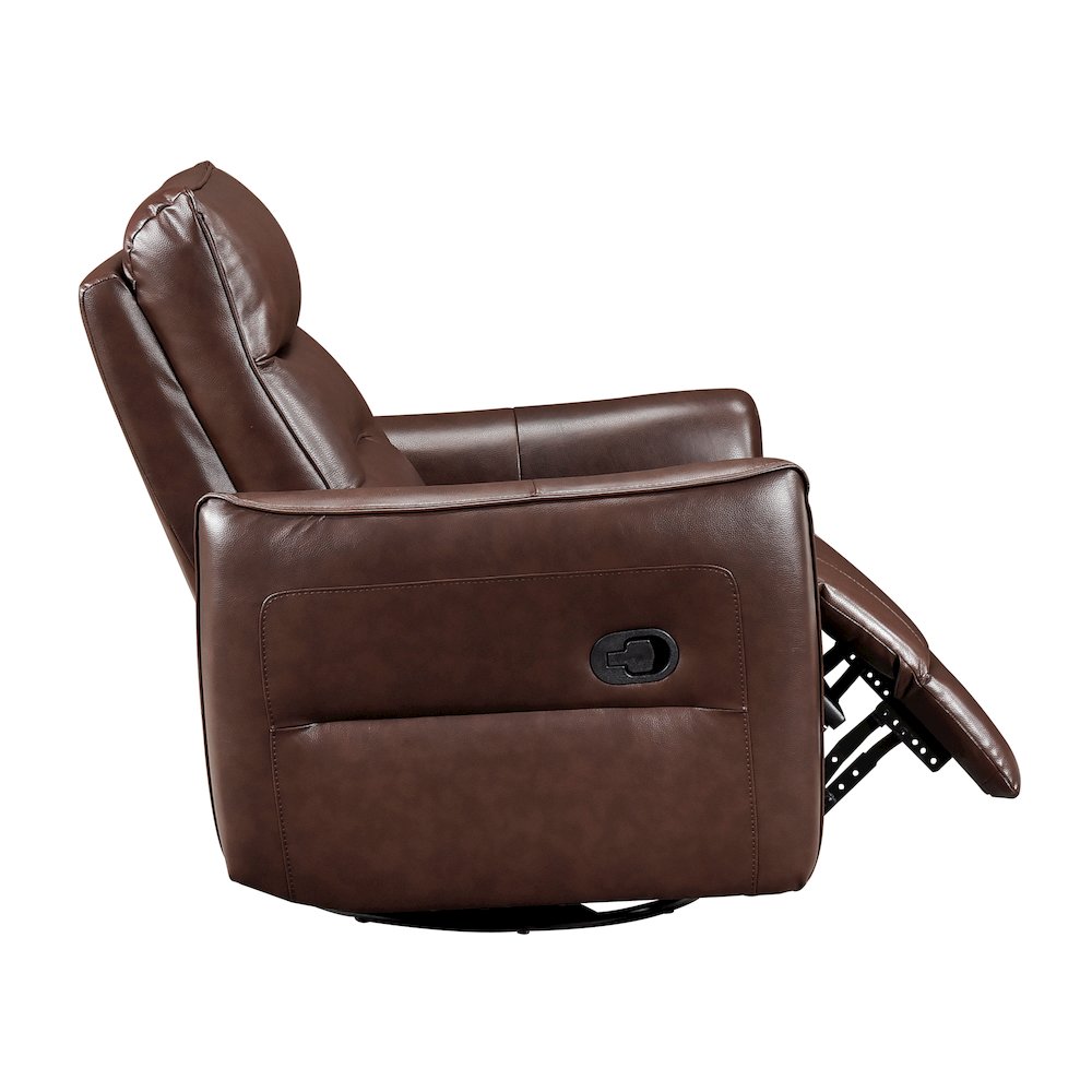 Thomas Leather Swivel Glider Reclining Chair in Brown. Picture 10