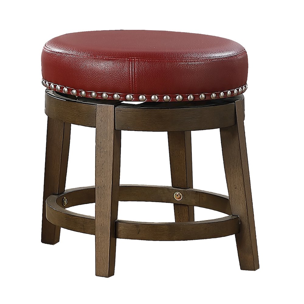 Westby Solid Wood 18" Round Swivel Stool, Set of 2 in Red. Picture 1