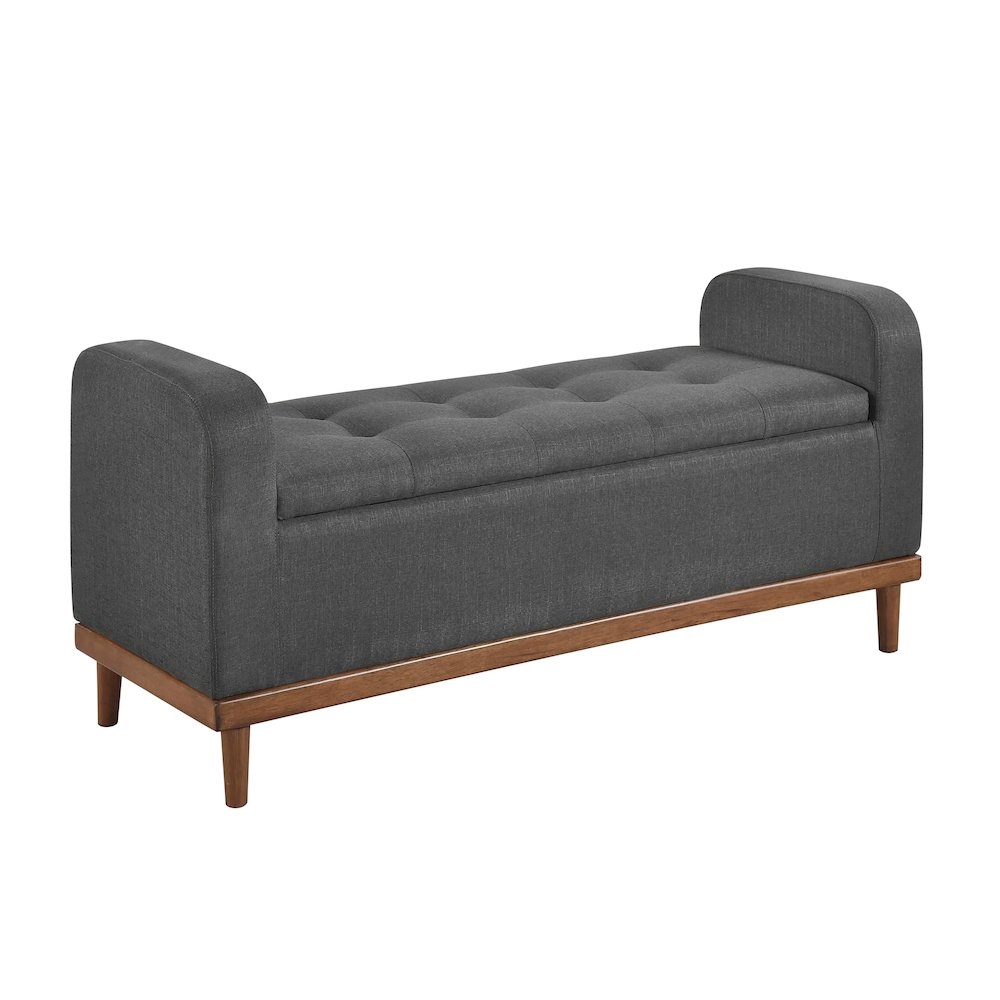 Brigitte Textured Lift Top Storage Bench in Dark Gray. Picture 1