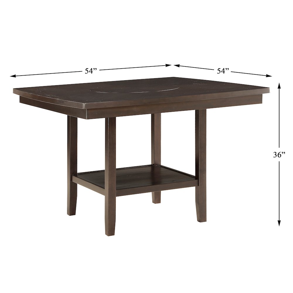 Balin Wood Counter Height Table with Lazy Susan in Dark brown. Picture 4