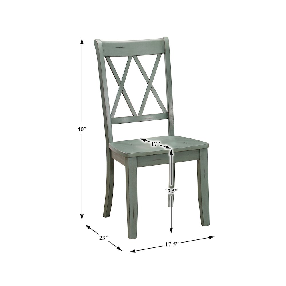 Janina Wood Dining Room Side Chair, set of 2 in Teal. Picture 4
