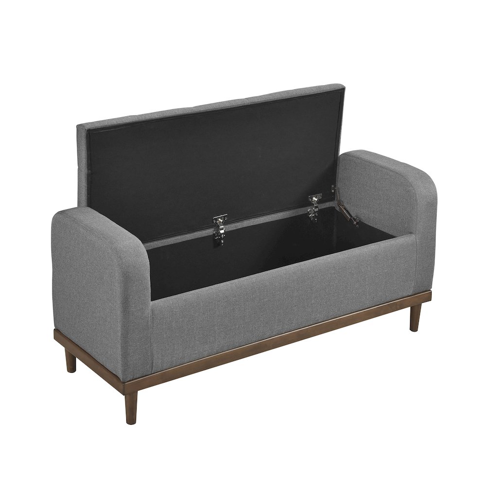 Brigitte Textured Lift Top Storage Bench in Gray. Picture 7
