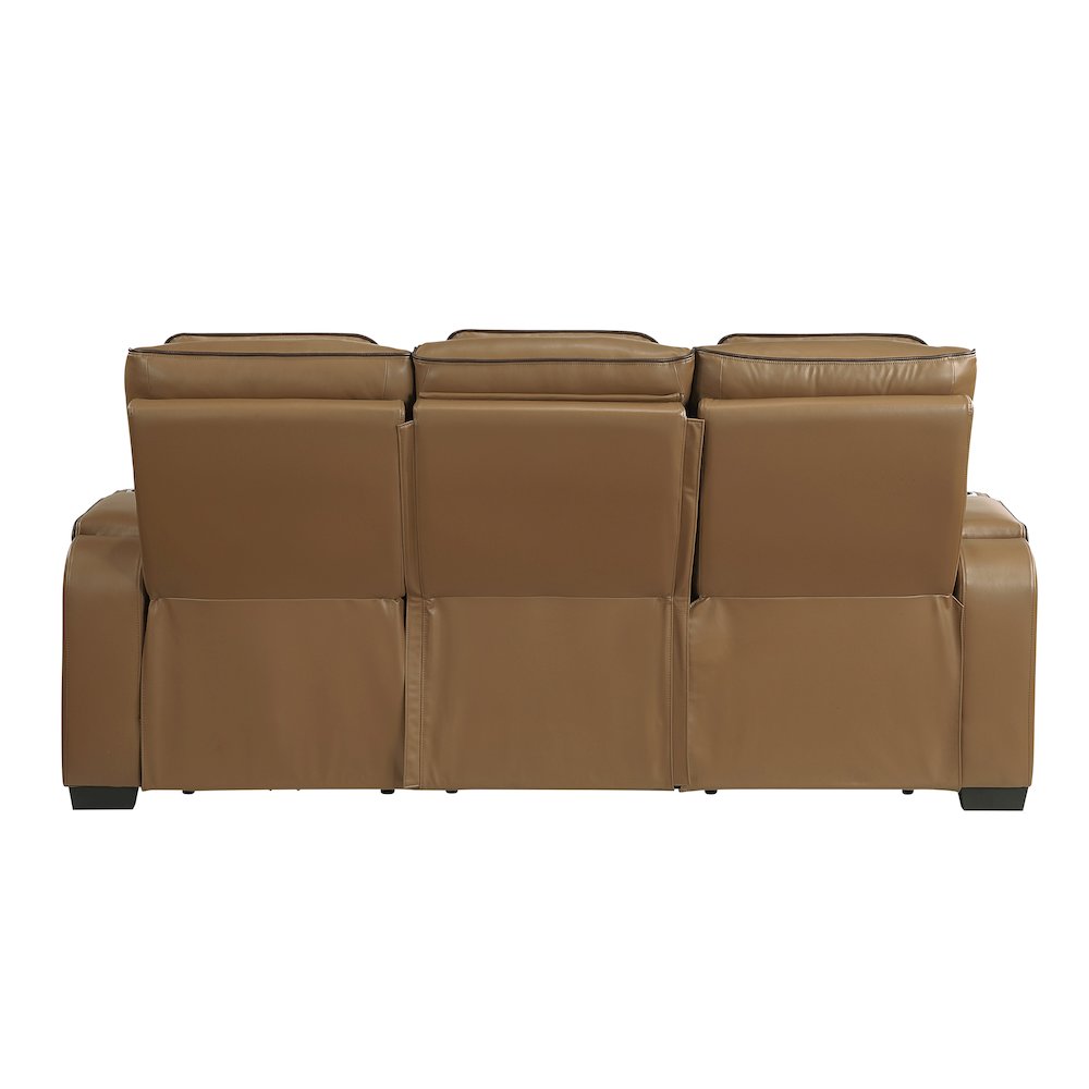 Fairway Faux Leather Power Double Reclining Sofa in Brown. Picture 6