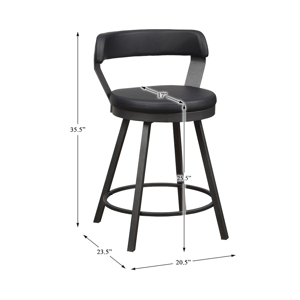 Appert Metal Swivel Counter Height Chair, set of 2 in Black. Picture 4