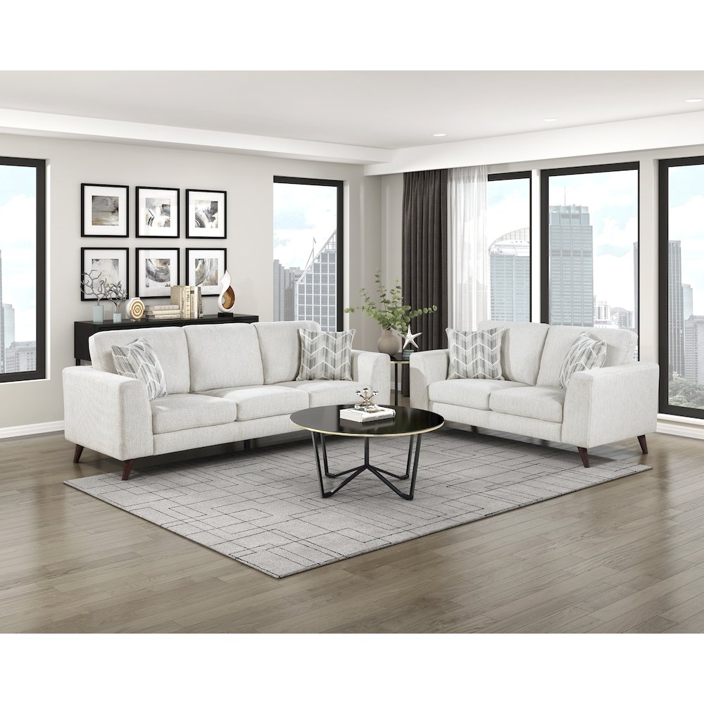 Broadway Chenille Love Seat in Silver Cloud. Picture 3