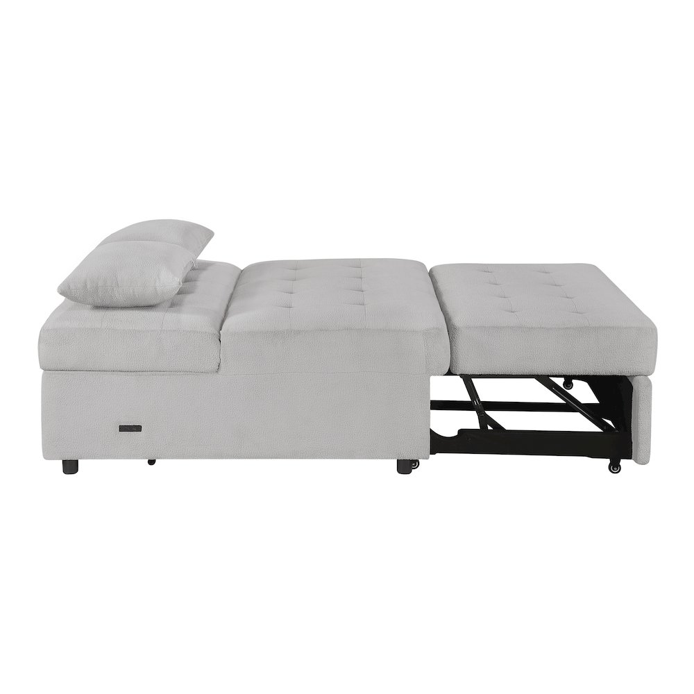 Desmond Textured Convertible Armless 2-Seater with Pull-out Bed in Gray. Picture 12