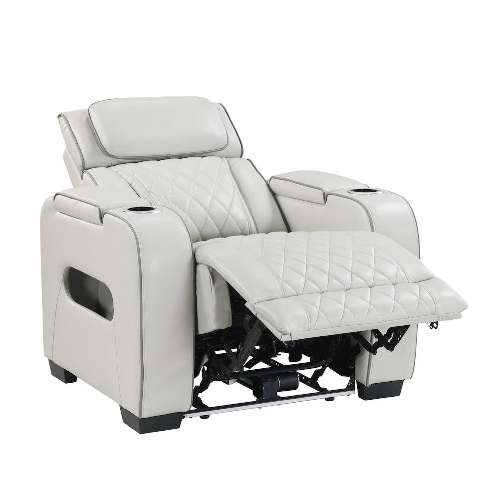 Fairway Faux Leather Power Reclining Chair with Power Headrest in Taupe. Picture 10