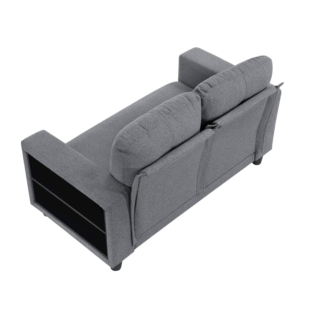 Robinson Boucle Love Seat with Pull-out Bed, Shelves in Gray. Picture 8