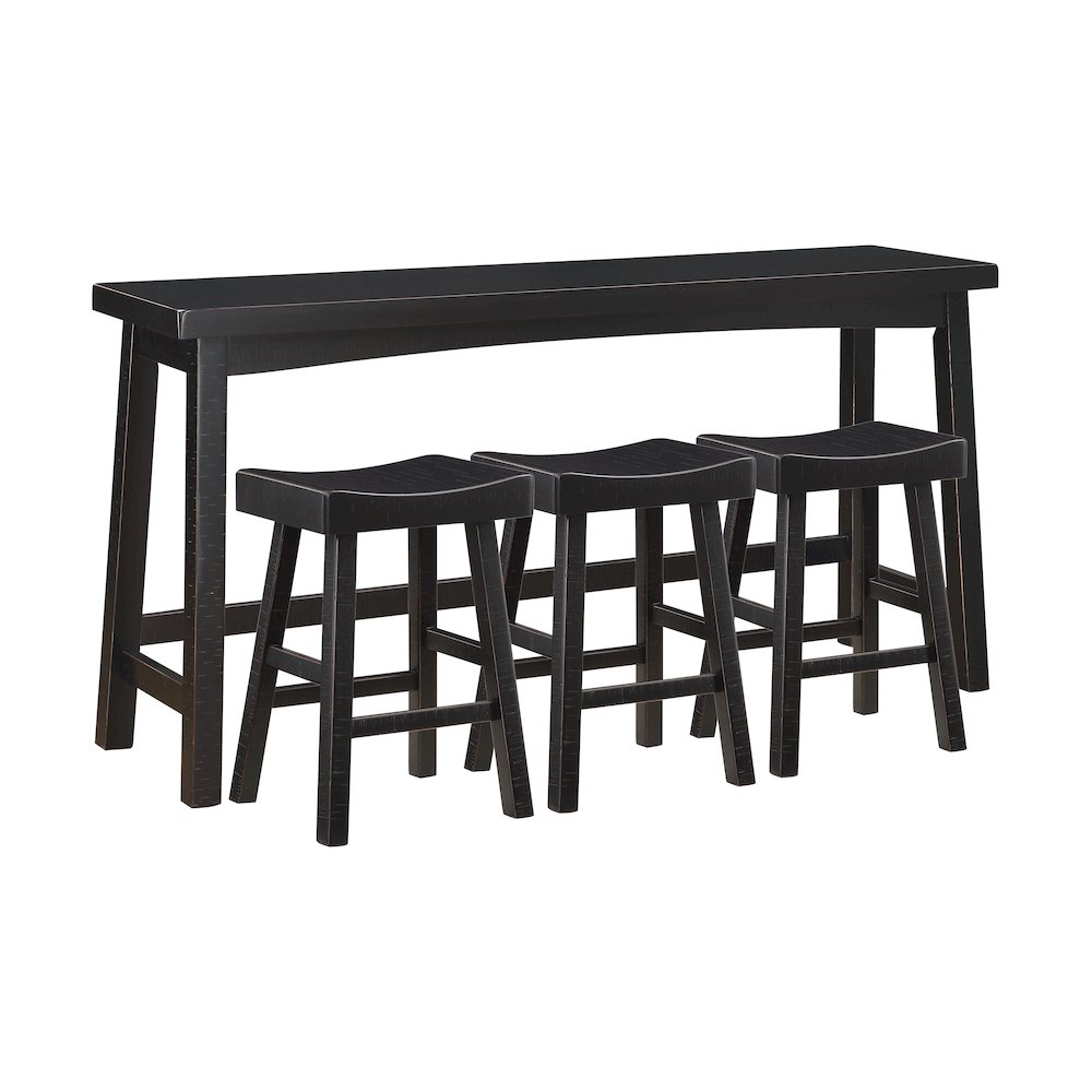 Caspian Solid Wood Counter Height Set (set of 4) in Black finish. Picture 1