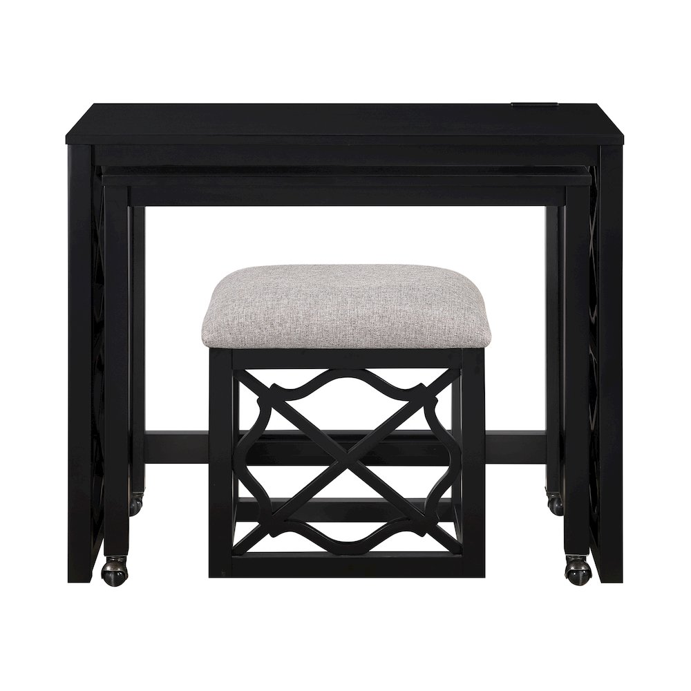 Salina Textured 3-Piece Pack Desks with Stool Set in Light Brown. Picture 13