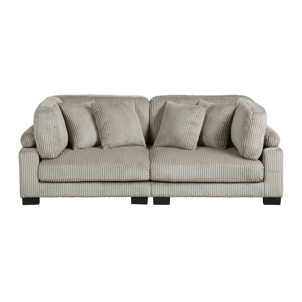 Traverse Corduroy Love Seat in Taupe. Picture 6