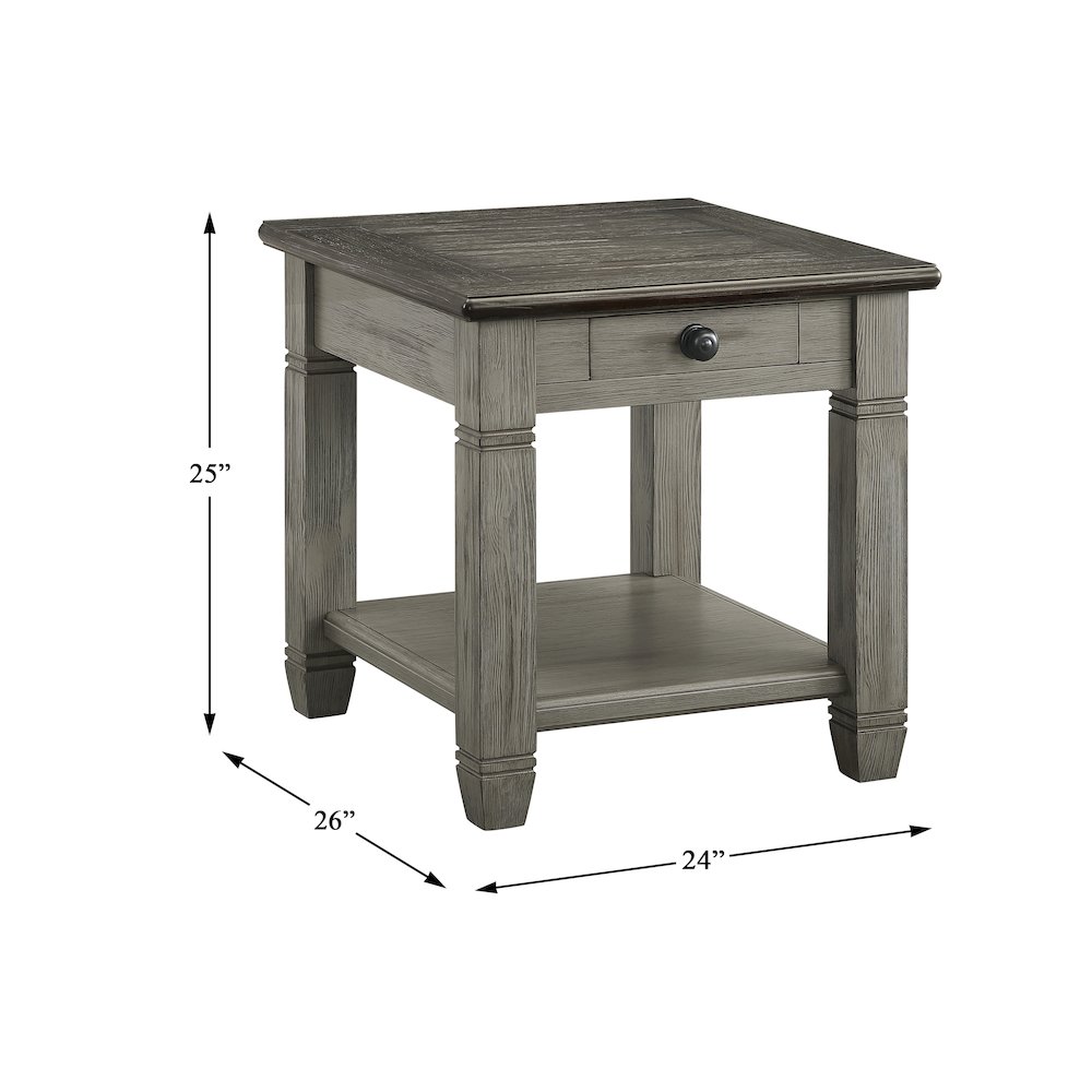 Granby Pine End Table in 2-Tone Finish (Coffee and Antique Gray). Picture 5