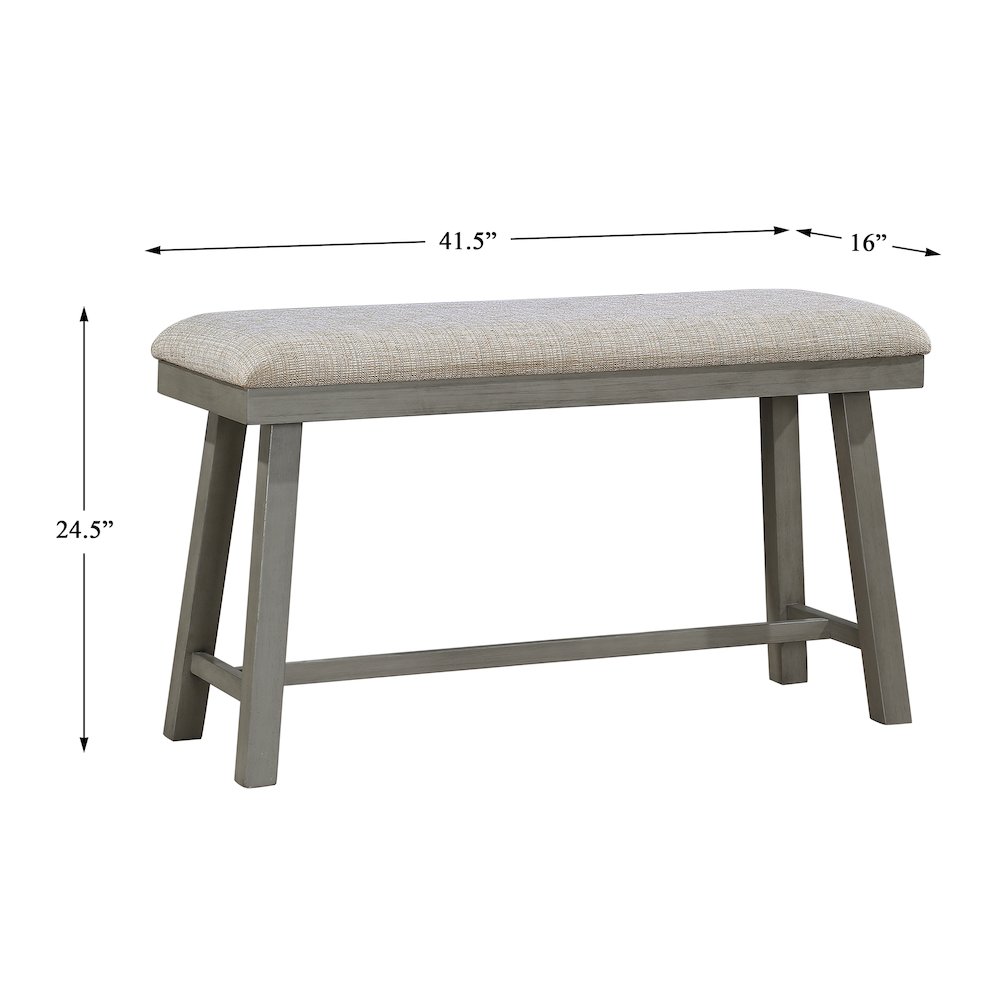Auburndale Textured Counter Height Bench in Gray. Picture 4