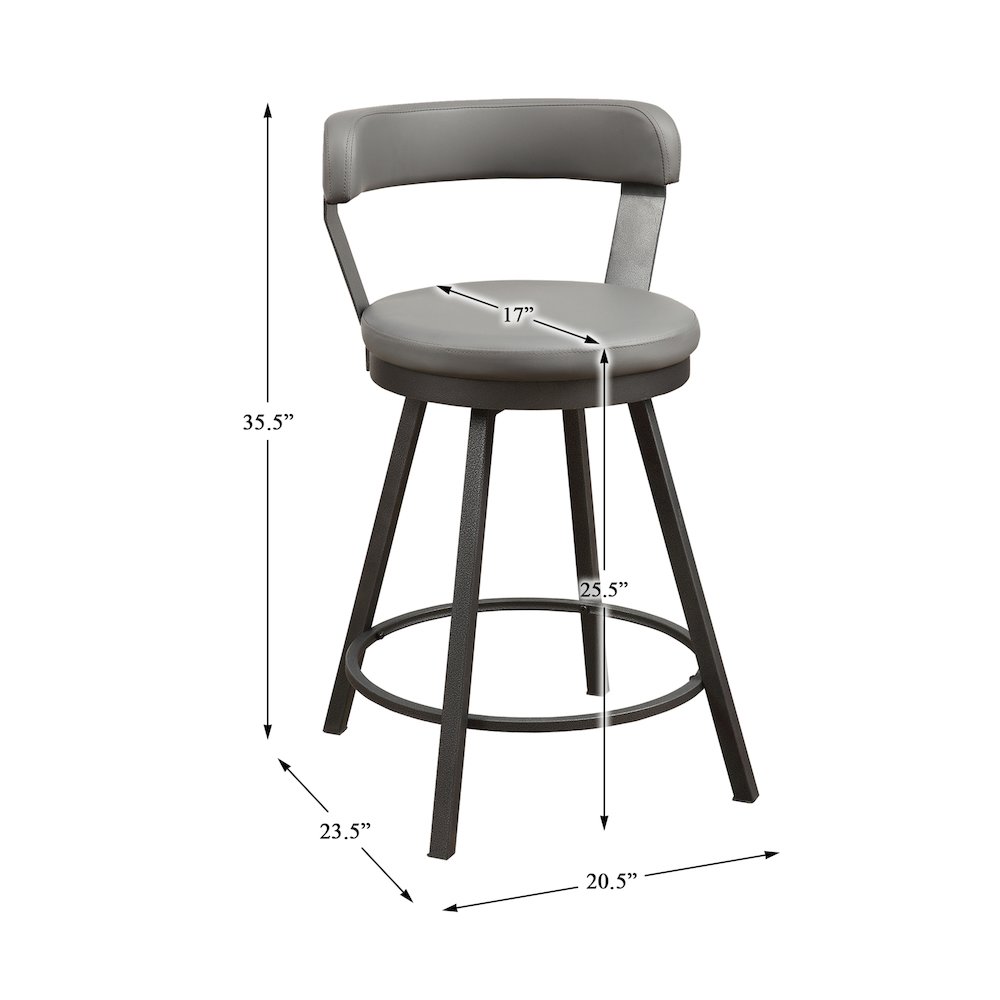 Appert Metal Swivel Counter Height Chair, set of 2 in Gray. Picture 4