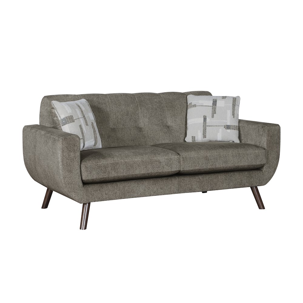 Janne Microfiber Love Seat in Brown. Picture 1