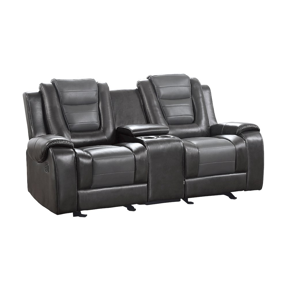 Briscoe F. Leather Dbl Gldr Rclng L.Seat in 2-Tone (L. Gray and D. Gray). Picture 1