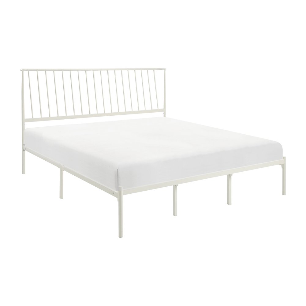 Augusta Metal Eastern King Metal Platform Bed in White. Picture 1