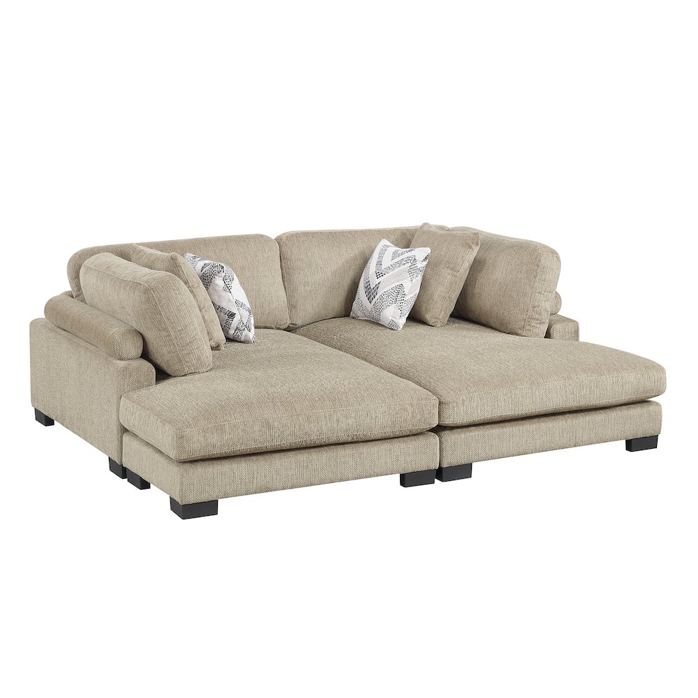 Corydon Microfiber 2-Piece Chaises in Brown. Picture 1