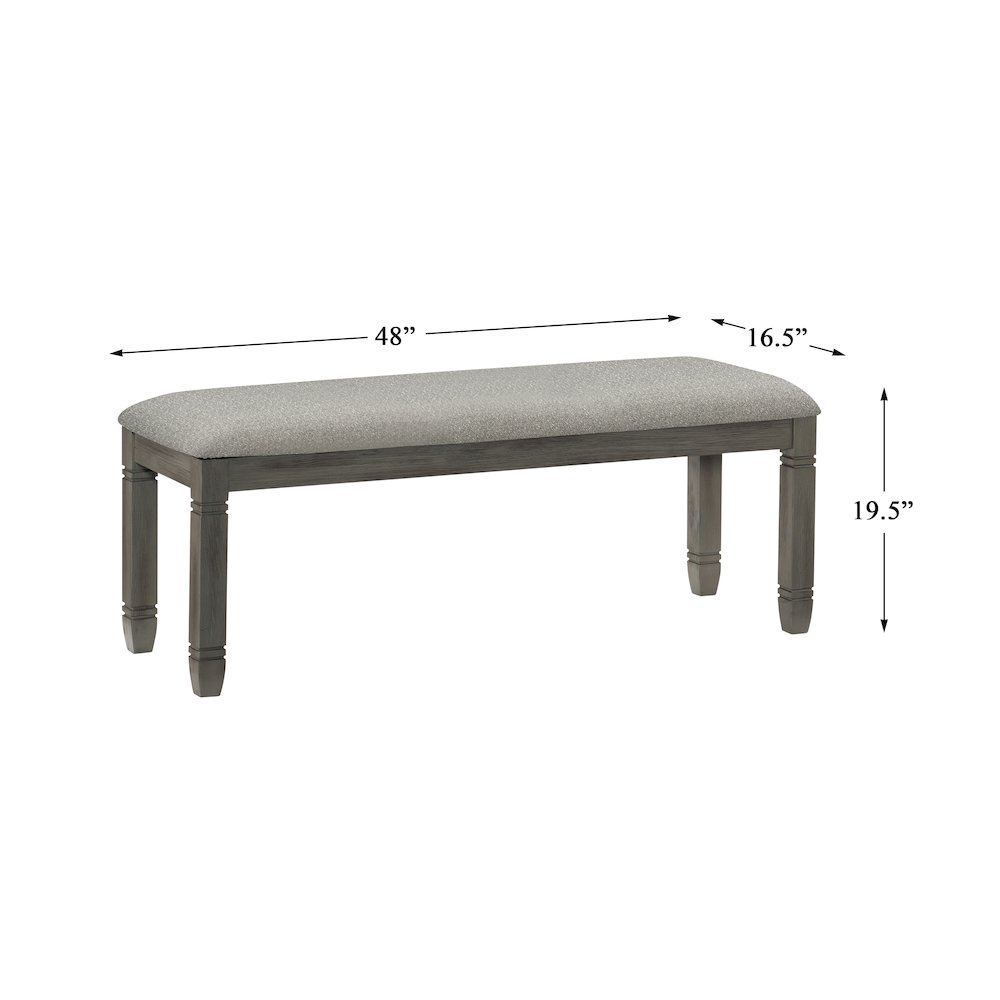 Granby Textured Dining Room Bench in Gray. Picture 4