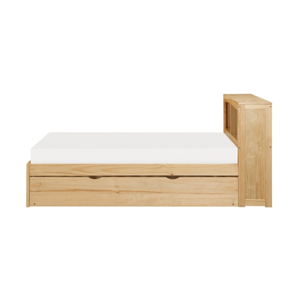 Bartly Pine Twin Bookcase Bed with Twin Trundle in Natural Pine. Picture 4