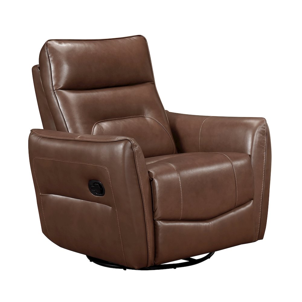 Thomas Leather Swivel Glider Reclining Chair in Toffee Brown. Picture 1