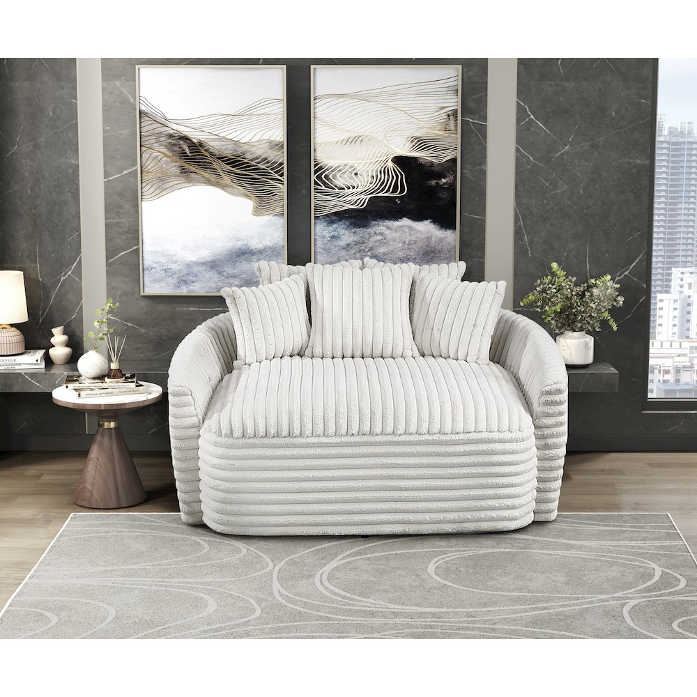 Tomball Corduroy Oversized Chaise Lounge in Beige. Picture 4
