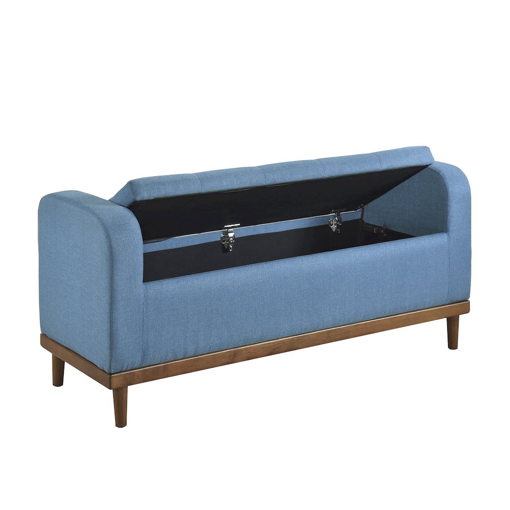 Brigitte Textured Lift Top Storage Bench in Blue. Picture 6